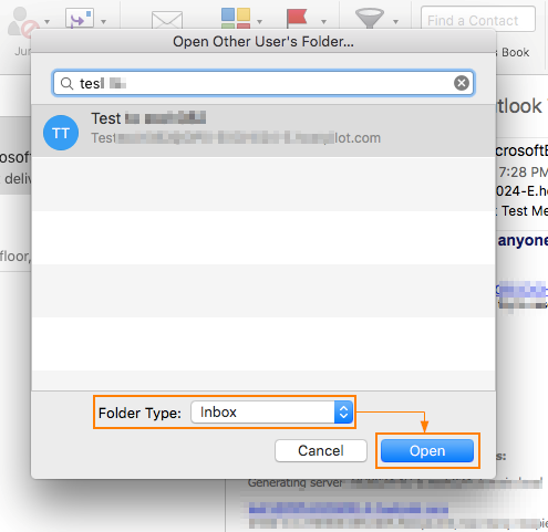 sharing mail folder outlook for mac
